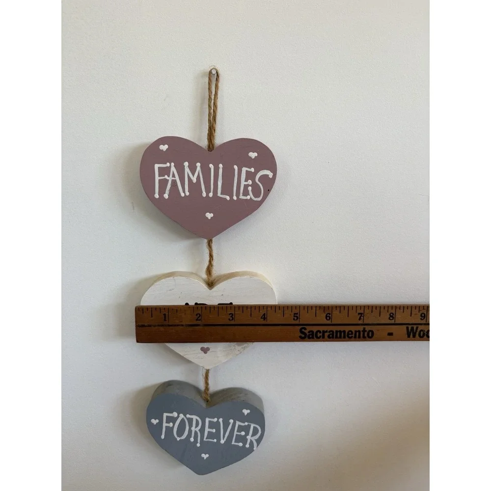Shabby Chic Wooden Hanging Hearts Plaque Rustic Family Are Forever Wall Sign